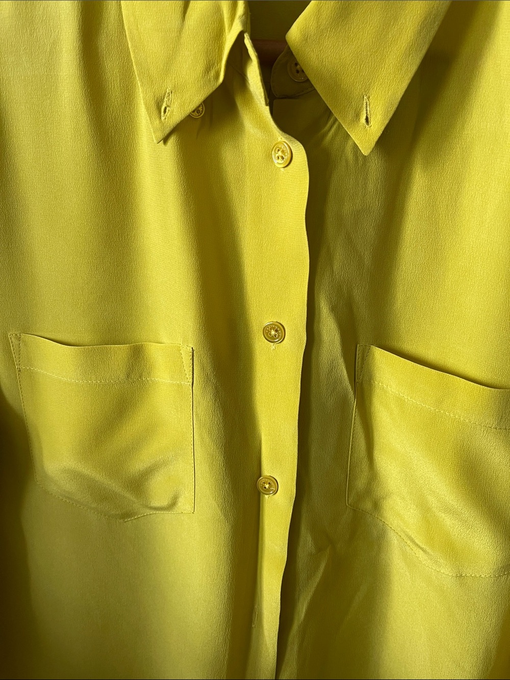 New Equipment mustard Yellow Silk Button-Down Shirt - Picture 6 of 7